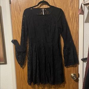 Free People Black Lace above the knee dress. Open keyhole back.